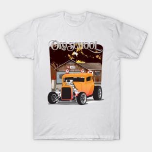 Orange 1932 Chevy 5 Window Coupe Hot Rod Old School Print T-Shirt